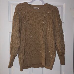 Impressions Brown Sweater with Beaded Details